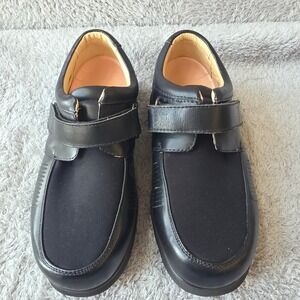 Apis Mt. Emey Mens Black Leather Wide 6E Bunion Walking Dress Shoes Size 8.5 NEW